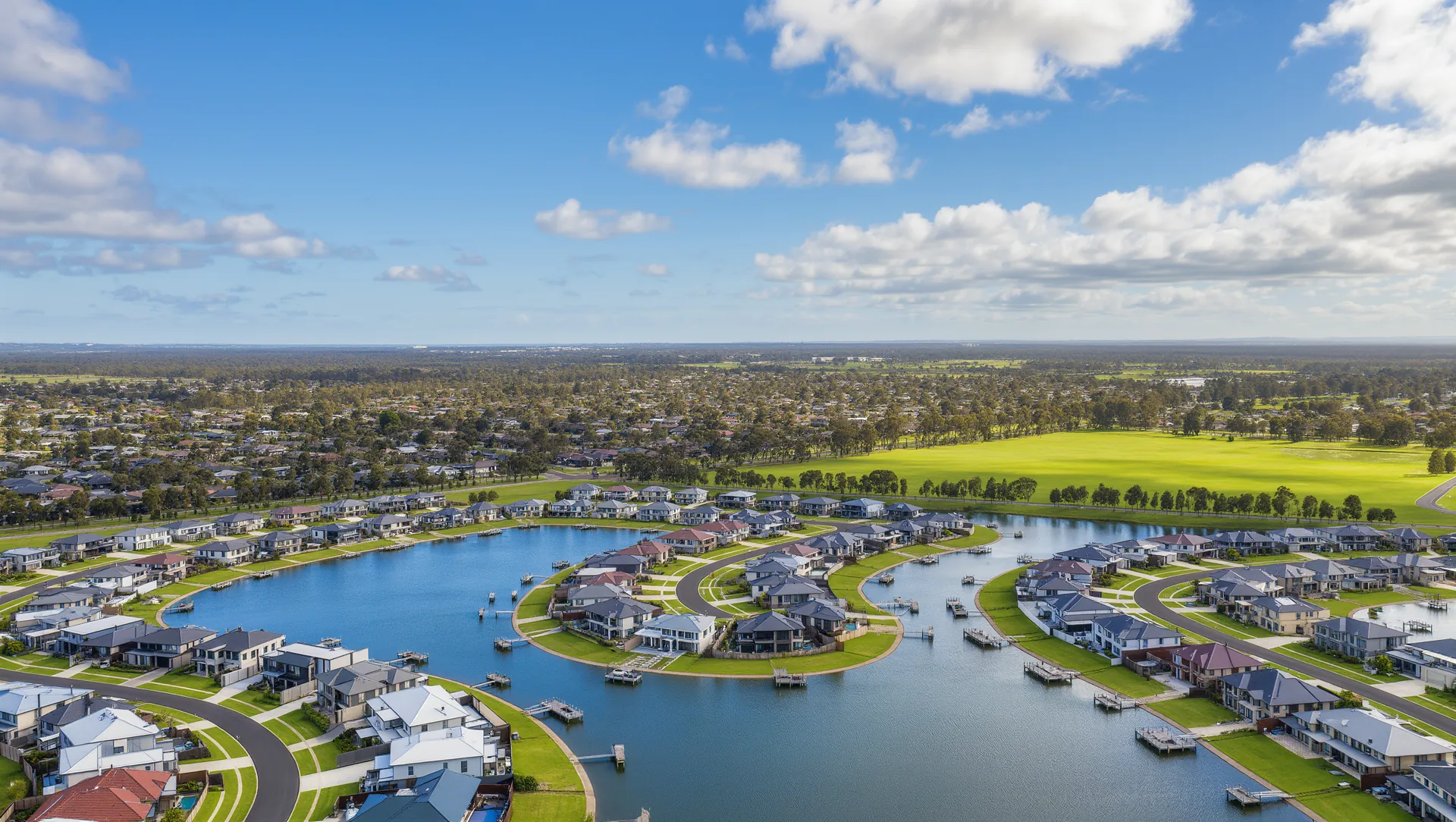 Aerial view of Berwick Waterways masterplanned community